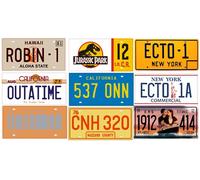 OPO 10 Conjunto de 9 réplicas de matrículas de automóviles de Las Famosas películas Jurassic Ghostbusters Starsky Magnum Titanic y Back TO The Future (PF06)