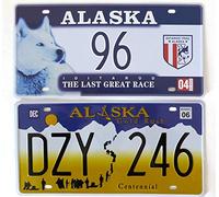 OPO 10 - Juego de 2 Placas DE Licencia de Coche de EE. UU. De Metal - réplicas de Placas de Alaska Americanas Reales