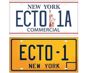 OPO 10 - Juego de 2 réplicas de matrículas metálicas del Coche ECTO 1 Compatible con Cadillac 1959 de la película GHOSBUSTERS (PF01)