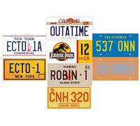 OPO 10 - Juego de 8 réplicas de matrículas de automóviles de Las Famosas películas Jurassic Ghostbusters Starsky Magnum y Back TO The Future (PF05)