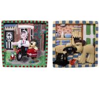 OPO 10 - Lote 2 Cuadros La Oveja Shaun + Wallace y Gromit - 8x8 cms Decoración Dibujos Animados