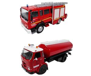 OPO 10 Lote de 2 Camiones de Bomberos 1/43 compatibles con Renault Vi S 180 + Pegaso Comet 1095 / P02+P12
