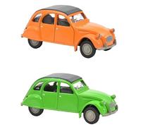 OPO 10 - Lote de 2 Coches en Miniatura compatibles con Citroën 2CV Verde y Naranja Escala 1:64 3 Inches 7,5cm Norev - L3IN7