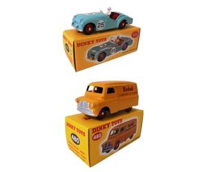 OPO 10 - Lote de 2 Dinky Toys Triumph TR2 Sports + Bedford Van Kodak - Coche en Miniatura 1/43 111+480 LDA1