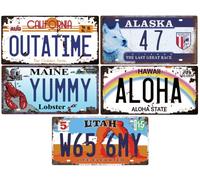 OPO 10 Lote de 5 MATRÍCULAS de Coches USA en Metal, con Efecto Envejecido - réplicas de matrículas Americanas Reales, y de la película: Regreso al Futuro / OLD5