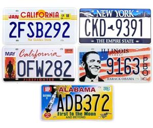 OPO 10 Lote de 5 Placas de matrícula de automóviles de EE. UU. de Metal - réplicas de Placas Americanas Reales - Fabbri LF19