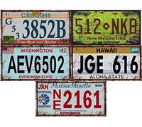 OPO 10 - Lote de 5 Placas de matrícula de automóviles de EE. UU. En Metal, con Efecto Envejecido - réplicas de Placas Americanas Reales (Old2)