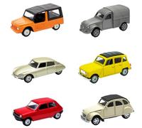 OPO 10 - Lote de 6 Coches en Miniatura 3 Pulgadas: Renault Citroen R4 R5 2CV DS MEHARI - WEL01