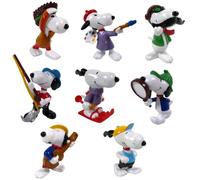 OPO 10 - Lote de 8 figuritas Snoopy 6cms, Pintor + Guitarrista + Esquiador + Detective + Aviador + Atleta + Pescador + Indio / LSN2