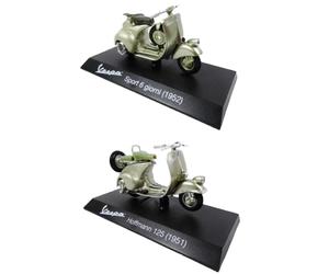 OPO 10 - Set de 2 Scooters en Miniatura de colección 1/18 compatibles con Piaggio Vespa Sport 6 Giorni + Hoffmann 125-16+44