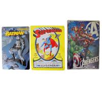 OPO 10 - Set de 3 Platos Decorativos Marvel Vengadores + Batman + Superman DC Comics