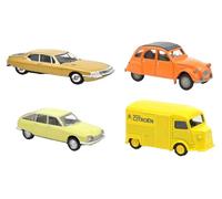 OPO 10 - Set de 4 Coches en Miniatura compatibles con Citroën 2CV, SM, GS, Tipo H Escala 1:64 3 Pulgadas 7,5cm Norev - L3IN3