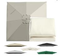 OPOLDBDMAC Cubierta De Repuesto para Sombrilla Cuadrada 3x3m 2.5x2.5m, Toldo De Repuesto para Sombrilla De Patio, 8 Varillas, Protección UV Sombrilla Tela(Off-White,2.7x2.7m/8.8x8.8ft)