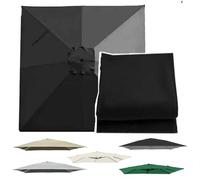 OPOLDBDMAC Cubierta De Repuesto para Sombrilla Cuadrada 3x3m 2.5x2.5m, Toldo De Repuesto para Sombrilla De Patio, 8 Varillas, Protección UV Sombrilla Tela(Black,2.7x2.7m/8.8x8.8ft)