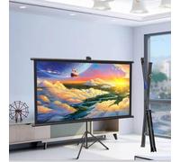OPOLDBDMAC Pantalla De Cine con Soporte 40 50 60 Pantalla De Proyector para Hogar Jardín, Pantalla con Trípode para Proyector, Pantalla De Video HD Manual Sin Arrugas(Black,40in-4:3)