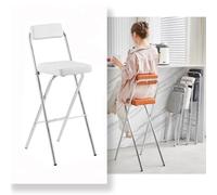 OPOLDBDMAC Sgabello Da Bar Pieghevole 45/55/65cm Sedia Imbottita Silla Alta Sillas De Comedor Sgabello Pieghevole Da Cucina con Pedales per Dormitorio, Ufficio, Casa(White,55cm/21.6in)