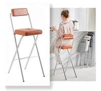OPOLDBDMAC Sgabello Da Bar Pieghevole 45/55/65cm Sedia Imbottita Silla Alta Sillas De Comedor Sgabello Pieghevole Da Cucina con Pedales per Dormitorio, Ufficio, Casa(Brown,65cm/25.6in)