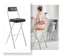 OPOLDBDMAC Sgabello Da Bar Pieghevole 45/55/65cm Sedia Imbottita Silla Alta Sillas De Comedor Sgabello Pieghevole Da Cucina con Pedales per Dormitorio, Ufficio, Casa(Black,65cm/25.6in)