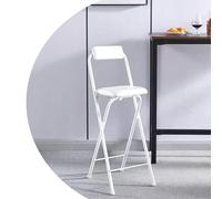 OPOLDBDMAC Silla Plegable con Respaldo, Taburete Alto Plegable De Acero, Taburete Plegable Alto para Barra, Silla De Cocina con Cojín De Cuero para Tienda, Café, Comedor(White,70cm/27.5in)