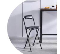 OPOLDBDMAC Silla Plegable con Respaldo, Taburete Alto Plegable De Acero, Taburete Plegable Alto para Barra, Silla De Cocina con Cojín De Cuero para Tienda, Café, Comedor(Black,50cm/19.6in)