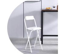 OPOLDBDMAC Silla Plegable con Respaldo, Taburete Alto Plegable De Acero, Taburete Plegable Alto para Barra, Silla De Cocina con Cojín De Cuero para Tienda, Café, Comedor(White,50cm/19.6in)