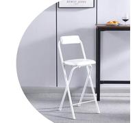 OPOLDBDMAC Silla Plegable con Respaldo, Taburete Alto Plegable De Acero, Taburete Plegable Alto para Barra, Silla De Cocina con Cojín De Cuero para Tienda, Café, Comedor(White,65cm/25.5in)