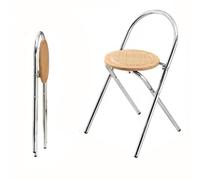 OPOLDBDMAC Silla Plegable De Ratán Taburete De Bar Plegable Silla Plegable Alta Portátil Taburete Plegable con Base De Madera para Cocina, Salón, Comedor Y Restaurante(Wood Color,45cm/17.7in)