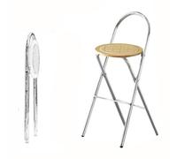 OPOLDBDMAC Silla Plegable De Ratán Taburete De Bar Plegable Silla Plegable Alta Portátil Taburete Plegable con Base De Madera para Cocina, Salón, Comedor Y Restaurante(Wood Color,75cm/29.5in)