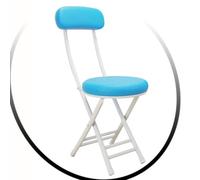OPOLDBDMAC Silla Plegable Redonda con Cojín, Taburete Plegable De Altura De Barra, Taburete Portátil Plegable con Respaldo para Pesca, Senderismo, BBQ(Blue)
