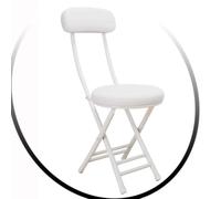 OPOLDBDMAC Silla Plegable Redonda con Cojín, Taburete Plegable De Altura De Barra, Taburete Portátil Plegable con Respaldo para Pesca, Senderismo, BBQ(White)