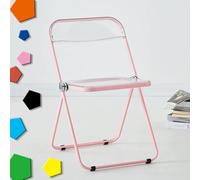 OPOLDBDMAC Sillas Plegables De Acrílico Taburete Plegable Transparente，Apilable Silla Plegable Asiento De Salón De Cristal，Silla con Marco De Acero para El Interior(Pink)