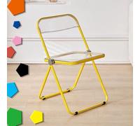 OPOLDBDMAC Sillas Plegables De Acrílico Taburete Plegable Transparente，Apilable Silla Plegable Asiento De Salón De Cristal，Silla con Marco De Acero para El Interior(Yellow)