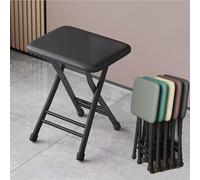 OPOLDBDMAC Sillas Plegables Taburete Plegable con Pedales，Antideslizant Resistente Taburete De Bar Plegable Altura del Asiento 45cm Silla Plegable para Cocina Salón Comedor(Black Frame-Black)