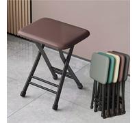 OPOLDBDMAC Sillas Plegables Taburete Plegable con Pedales，Antideslizant Resistente Taburete De Bar Plegable Altura del Asiento 45cm Silla Plegable para Cocina Salón Comedor(Black Frame-Brown)
