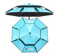 OPOLDBDMAC Sombrilla De Playa Antiviento Protección Solar Sombrilla De Jardín Portátil, Techo Doble De Ventilación, Exterior Parasol Pesca para Camping Playa(Lake Blue,240cm/8ft)