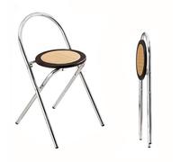 OPOLDBDMAC Taburete De Bar Plegable con Respaldo，Silla Plegable Asiento De Ratán Casa De Familia Minimalista, Silla Alta De Metal Estable，Silla De Sala De Estar(Black,45cm/17.7in)