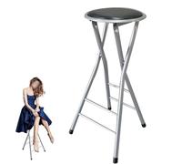 OPOLDBDMAC Taburete De Bar Plegable De 60/70cm De Altura del Mostrador, Asiento Redondo Abatible para Desayuno con Reposapiés, Taburetes Sin Respaldo Plegables(Gray,70cm/28in)