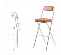 OPOLDBDMAC Taburete Plegable Alto 45/55/65Cm Taburete De Barra Plegable con Respaldo Y Reposapiés, Sillas Plegables De Altura con Asiento Acolchado Portátil Taburete (Brown,55cm/21.6in)