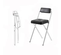 OPOLDBDMAC Taburete Plegable Alto 45/55/65Cm Taburete De Barra Plegable con Respaldo Y Reposapiés, Sillas Plegables De Altura con Asiento Acolchado Portátil Taburete (Black,45cm/17.7in)