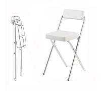 OPOLDBDMAC Taburete Plegable Alto 45/55/65Cm Taburete De Barra Plegable con Respaldo Y Reposapiés, Sillas Plegables De Altura con Asiento Acolchado Portátil Taburete (White,65cm/25.6in)