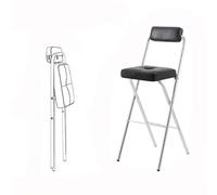 OPOLDBDMAC Taburete Plegable Alto 45/55/65Cm Taburete De Barra Plegable con Respaldo Y Reposapiés, Sillas Plegables De Altura con Asiento Acolchado Portátil Taburete (Black,65cm/25.6in)