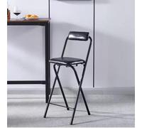 OPOLDBDMAC Taburete Plegable Portátil Silla Alta De 60 70cm Asiento con Acolchado, Taburete De Bar De Altura De Mostrador Plegable con Respaldo para Interior Exterior(Black,60cm/23.6in)