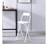 OPOLDBDMAC Taburete Plegable Portátil Silla Alta De 60 70cm Asiento con Acolchado, Taburete De Bar De Altura De Mostrador Plegable con Respaldo para Interior Exterior(White,60cm/23.6in)