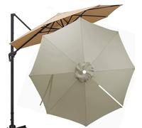 OPOLDBDMAC Toldo De Repuesto para Sombrilla De Patio 3m, Cubierta De Tela De Repuesto Sombrilla Voladiza Tela De Paraguas Recambio para Parasol De Jardín, Patio, Piscina(Taupe)