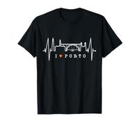 Oporto Skyline Latido del Corazón Portugal Me Encanta Porto Camiseta