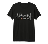 Oporto Skyline Latido del Corazón Portugal Me Encanta Porto Camiseta Premium