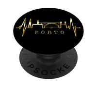 Oporto Skyline Latido del Corazón Portugal Me Encanta Porto PopSockets PopGrip Adhesivo