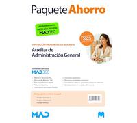 Oposiciones Auxiliar de Administración General de la Diputación Provincial de Alicante. Paquete Ahorro de Libros y Curso MAD360