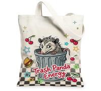 Opossum - Bolsa de lona para mujer, diseño de dibujos animados juguetones, estrellas, ninguno rojo, lavable, reutilizable, bolsa de mercado, ideas para Fami, Rojo, 13x15 Inch