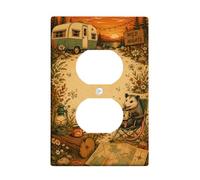 Opossum - Cubiertas de tomacorriente dúplex, placa de pared rústica, vintage, linterna, camping, verano, plástico terroso, tamaño estándar, placas faciales para enchufes eléctricos para el hogar, sala